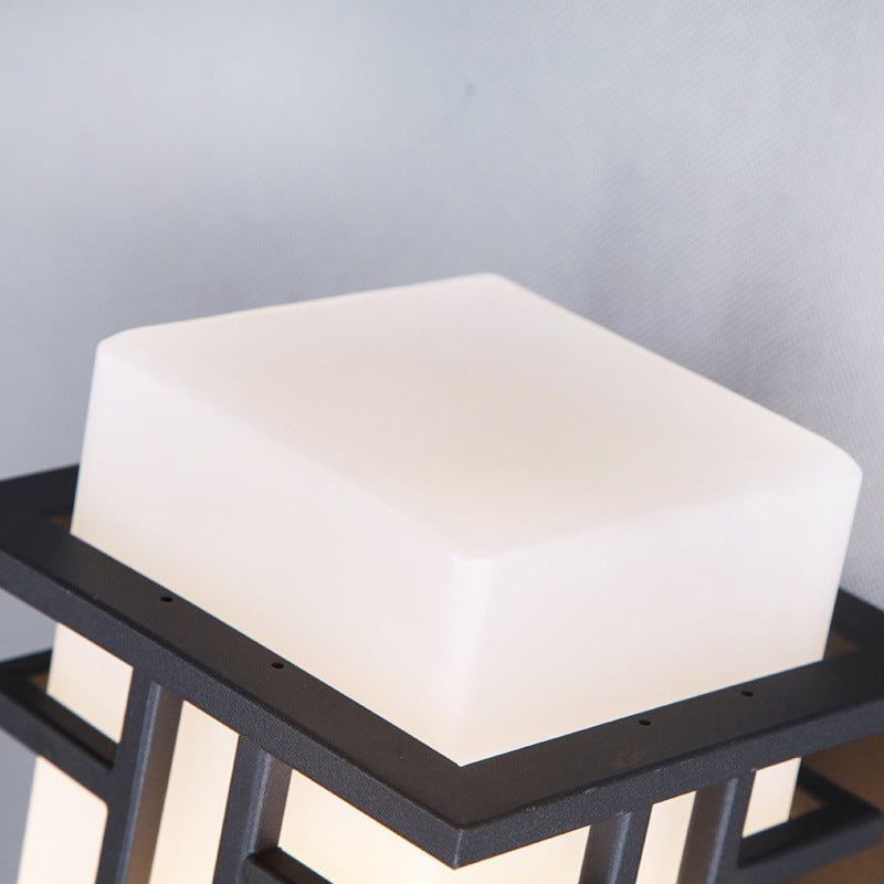 Waterproof Rectangular Alloy Glass 1-Light Wall Sconce Lamp