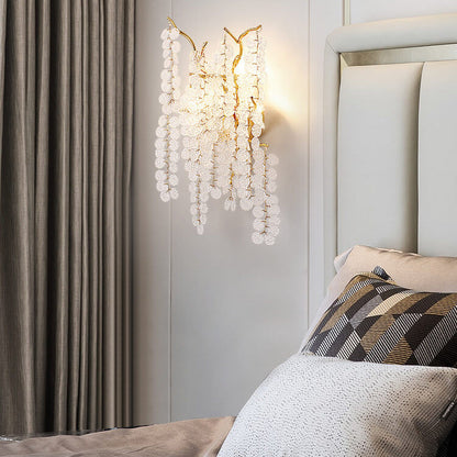 Money Tree Branch Aluminum Glass 3-Light Wall Sconce Lamp