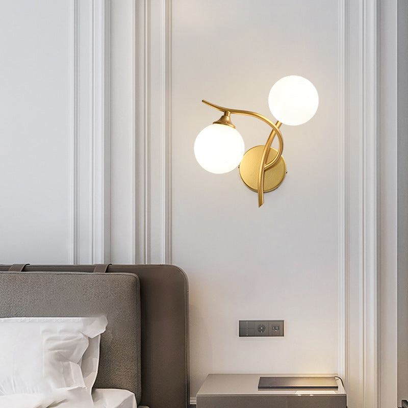 Simplicity Spherical Glass Shade 2-Light Wall Sconce Lamp