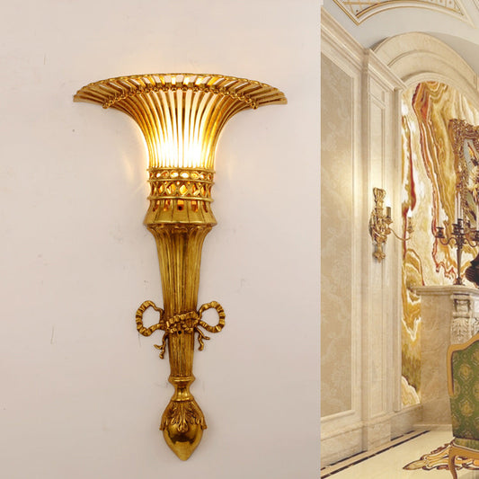 Umbrella Shape Half Round Iron 1-Light Wall Sconce Lamp