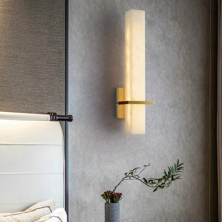 Light Full Copper Rectangular Lucite LED Wall Sconce Lamp