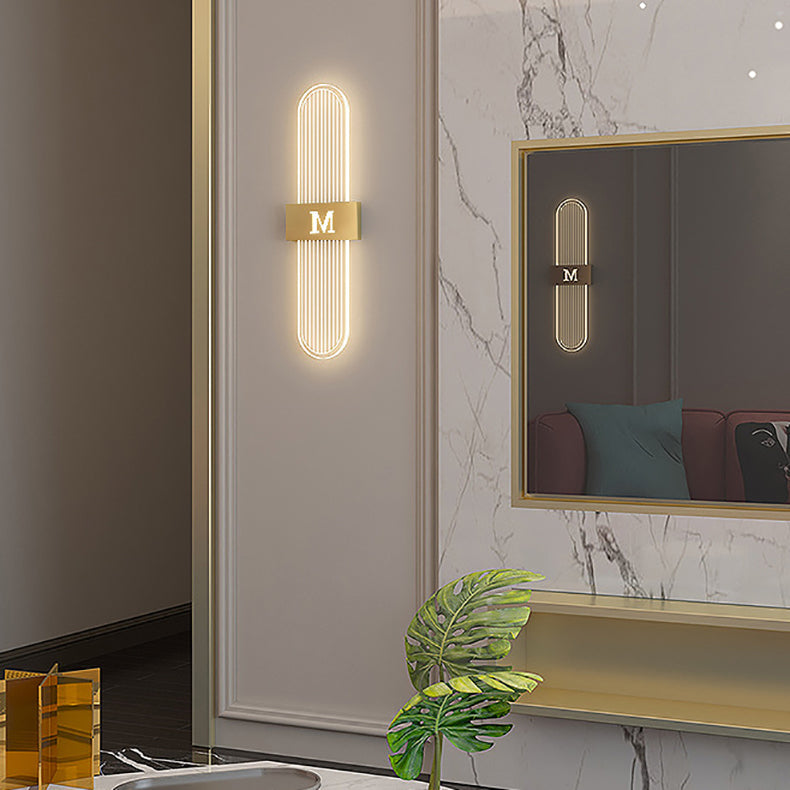 Iron Acrylic Elliptical Strip Pointed LED Wall Sconce Lamp