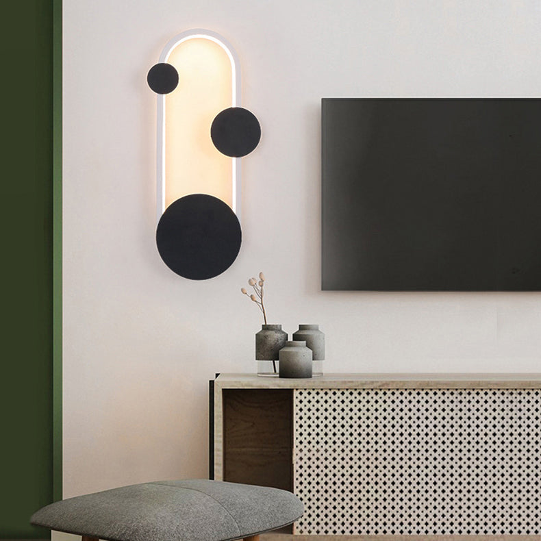 Iron Aluminum Round Elliptical LED Wall Sconce Lamp