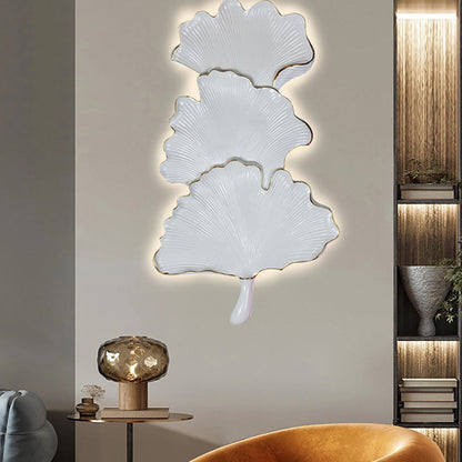 Contemporary Nordic Ginkgo Leaf Resin LED Wall Sconce Lamp