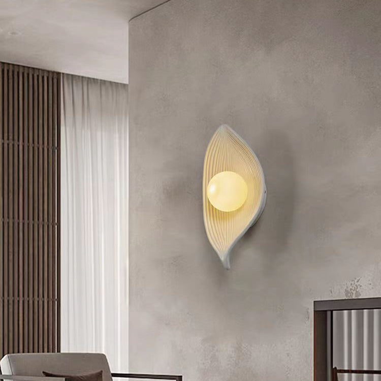 Japanese Leaf Resin Plastic 1-Light Wall Sconce Lamp