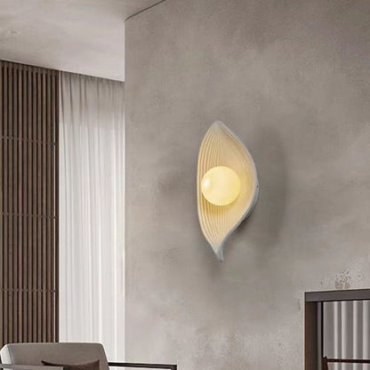 Japanese Leaf Resin Plastic 1-Light Wall Sconce Lamp