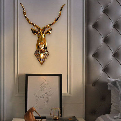 Plating Geometric Deer Head 1-Light Wall Sconce Lamp