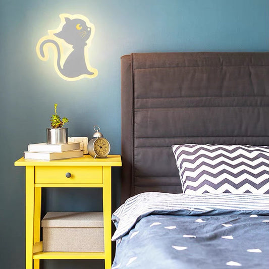 Art Deco Cat-Shaped Acrylic Iron LED Wall Sconce Lamp