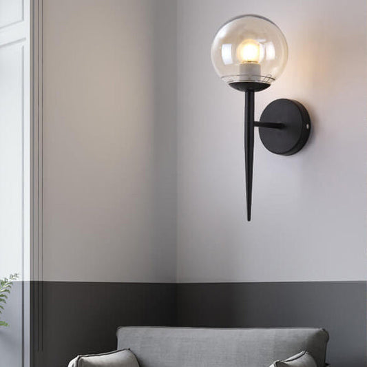 Glass Round Ball Shade Long Pole 1-Light Wall Sconce Lamp