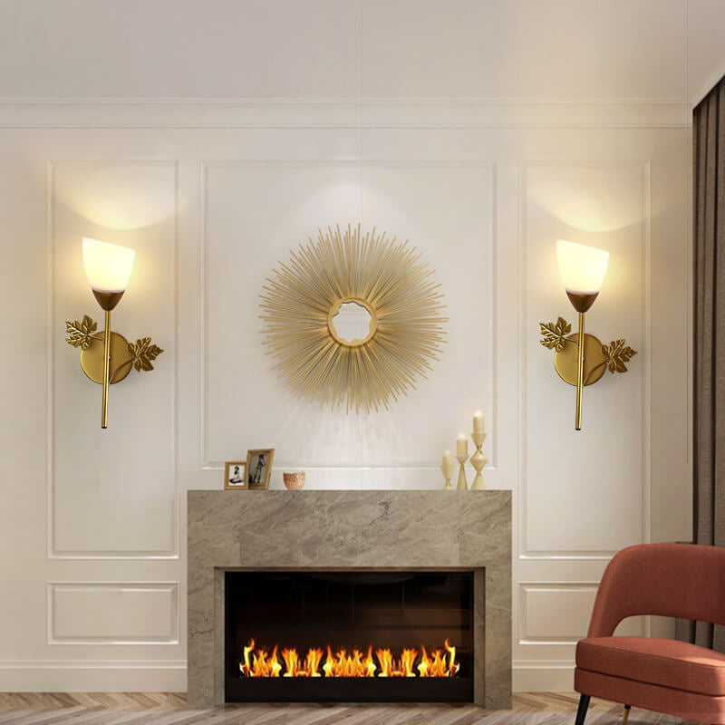 Scandinavian Floral Iron Glass 1/2 Light Wall Sconce Lamp