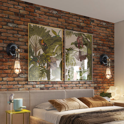 Retro Iron Bracket Shade 1-Light Wall Sconce Lamp