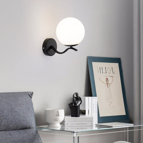 Iron Spherical Glass Lampshade 1-Light Wall Sconce Lamp