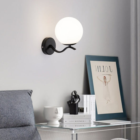 Iron Spherical Glass Lampshade 1-Light Wall Sconce Lamp