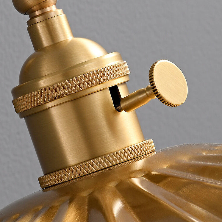 All Copper Round Pleats 1-Light Wall Sconce Lamp