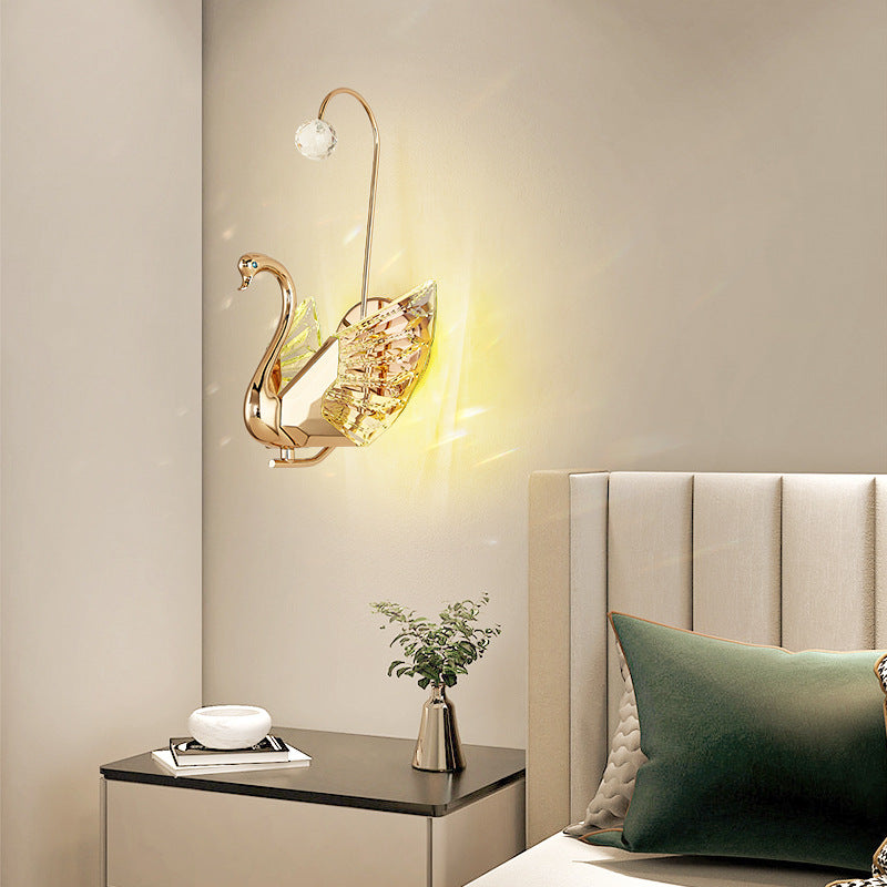 Luxury Crystal Aluminum Acrylic Swan LED Wall Sconce Lamp