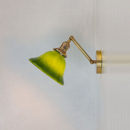 Traditional Round Glass Brass 1-Light Wall Sconce Lamp