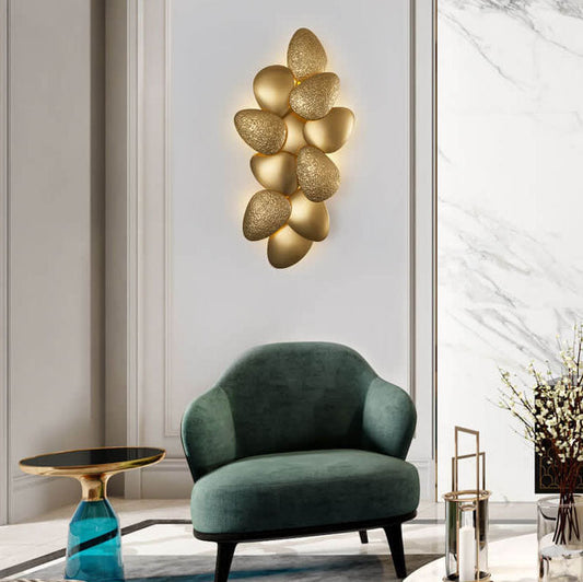 Gold Stainless Steel Pebble 3/6 Light Wall Sconce Lamp
