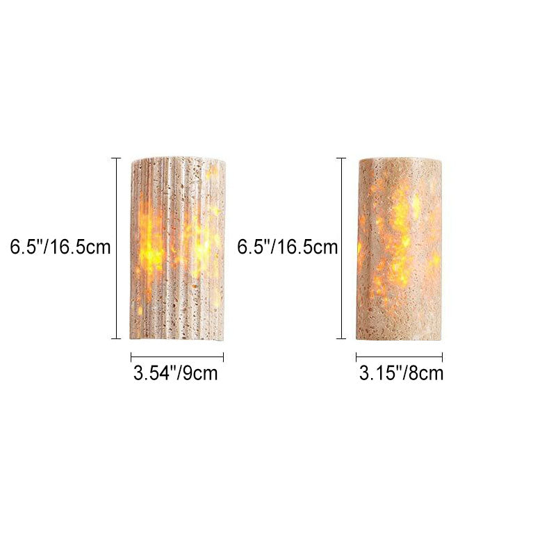 Japanese Travertine Half-Cylinder LED Wall Sconce Lamp