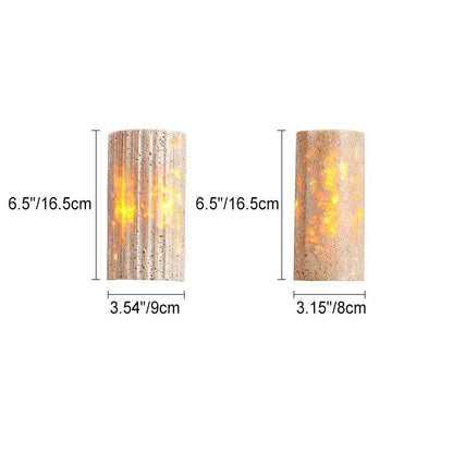 Japanese Travertine Half-Cylinder LED Wall Sconce Lamp