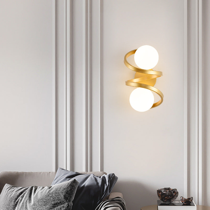 Minimalist Round Ball Iron Glass 2-Light Wall Sconce Lamp