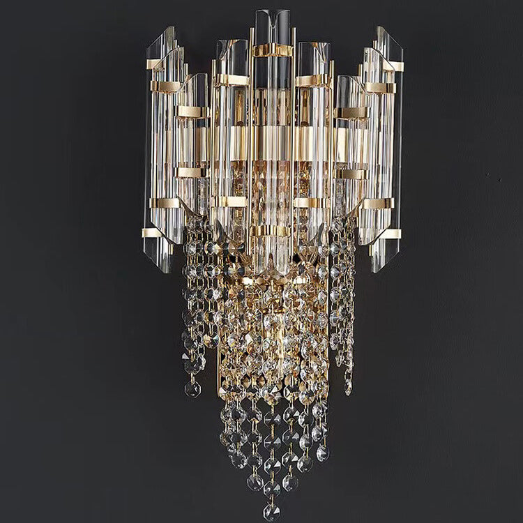 Tassel Crystal Stainless Steel 3-Light Wall Sconce Lamp