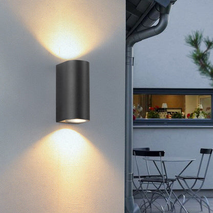 Outdoor Aluminum Glass Cylinder 2-Light Wall Sconce Lamp