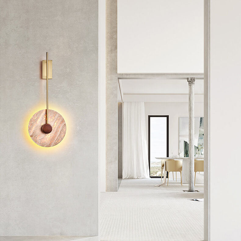 Scandinavian Iron Yellow Travertine LED Wall Sconce Lamp