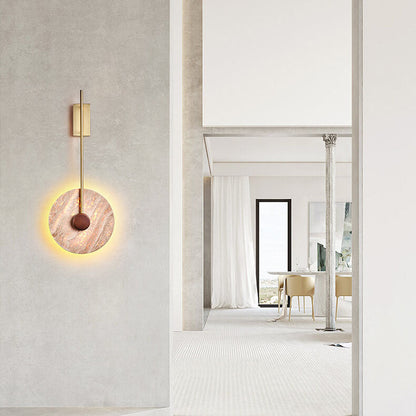Scandinavian Iron Yellow Travertine LED Wall Sconce Lamp