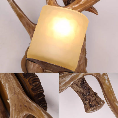 Resin Imitation Antler Glass Shade 1-Light Wall Sconce Lamp
