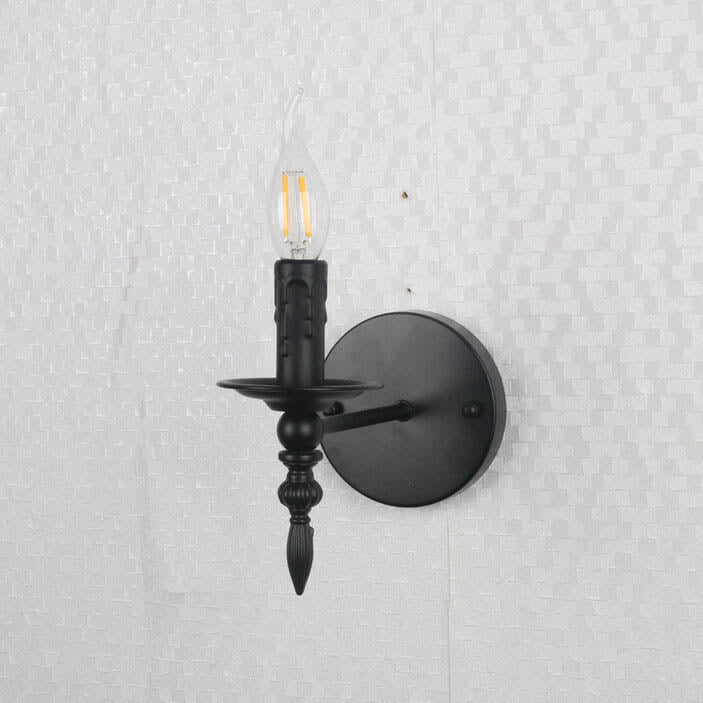 Industrial Minimalist Iron Candle 1-Light Wall Sconce Lamp