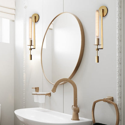 Luxury Iron Glass Cylinder Strip 1-Light Wall Sconce Lamp