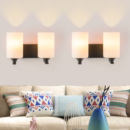 Simplicity Cylinder Iron Glass 1/2 Light Wall Sconce Lamp