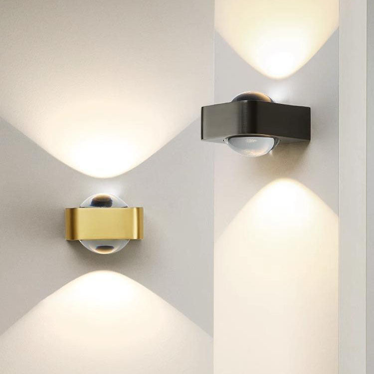 Rectangle Stainless Steel Copper Glass LED Wall Sconce Lamp