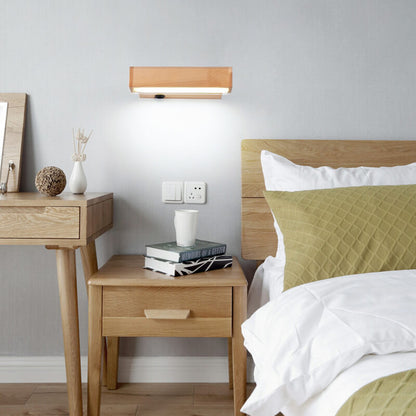Log Wooden Rectangular Rotatable LED Wall Sconce Lamp