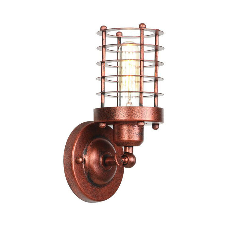 Industrial Cylinder Iron 1-Light Wall Sconce Lamp