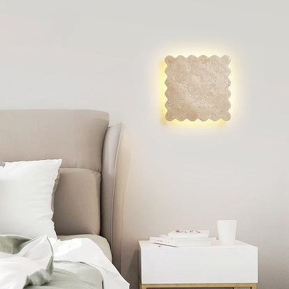 Japanese Travertine Corrugated Square LED Wall Sconce Lamp