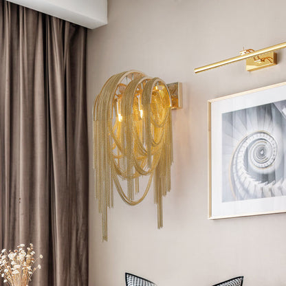 Postmodern Luxury Aluminum Chain Tassel 2-Light Wall Sconce