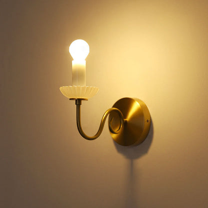 French Candelabra Brass Glass 1-Light Wall Sconce Lamp