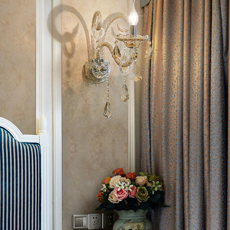 Glass Candelabra Hardware 1/2-Light Wall Sconce Lamp
