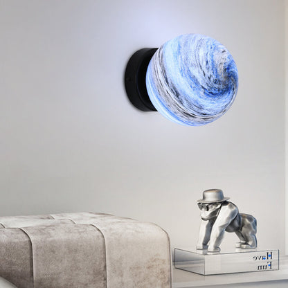 Creative Planet Glass Iron Orb 1-Light Wall Sconce Lamp