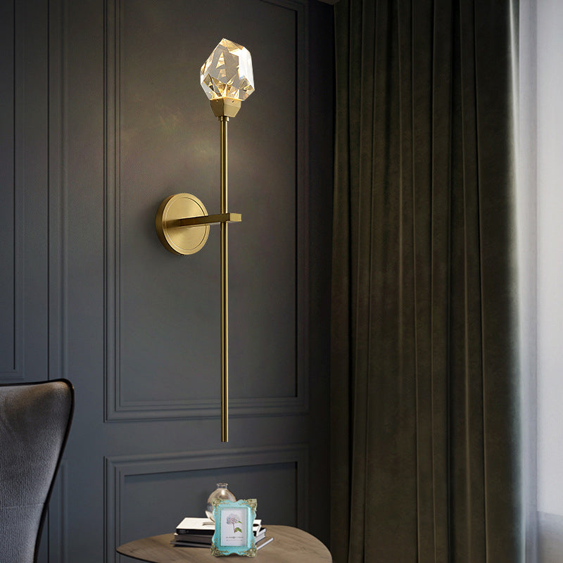 Copper Crystal Irregular Masonry 1-Light Wall Sconce Lamp