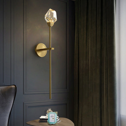 Copper Crystal Irregular Masonry 1-Light Wall Sconce Lamp
