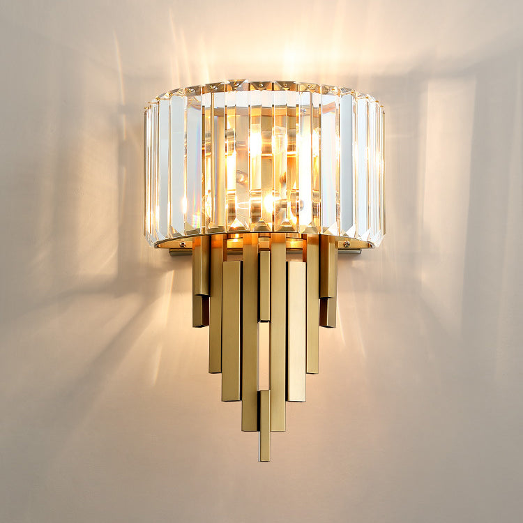 Metal Cylinder Strip Rhombic 2-Light Wall Sconce Lamp