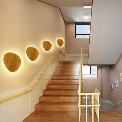 Minimalist Round Irregular Oval Wood LED Wall Sconce Lamp