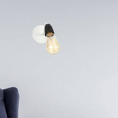 Ceramic Iron Head Exposed Bulb 1-Light Wall Sconce Lamp