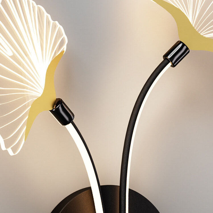 Iron Ginkgo Leaf Acrylic Lampshade LED Wall Sconce Lamp