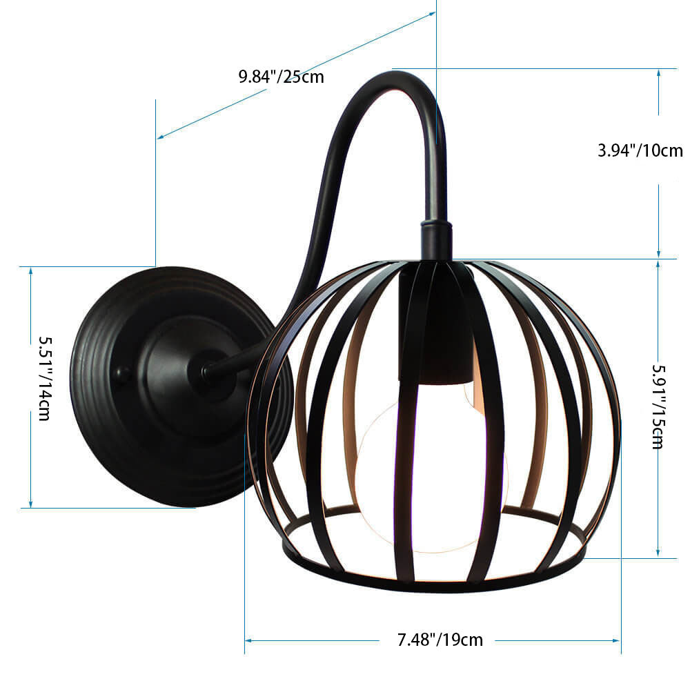 Retro Iron Hollow Semicircle 1-Light Wall Sconce Lamp