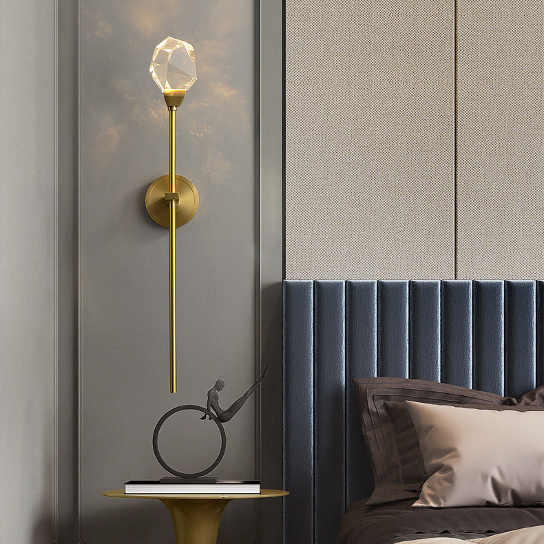 Copper Crystal Irregular Masonry 1-Light Wall Sconce Lamp