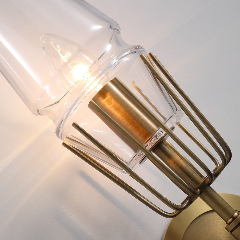 Retro Iron Glass Cylinder 1/2 Light Wall Sconce Lamp
