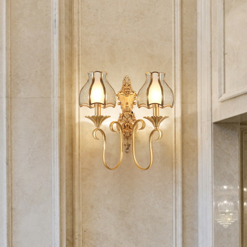 European Light Copper Glass 1/2-Light Wall Sconce Light